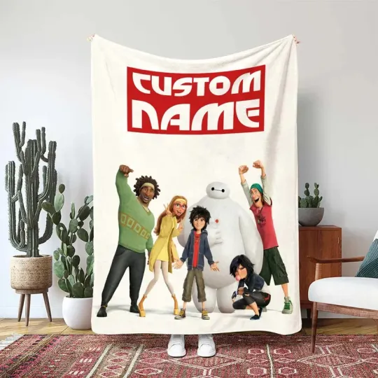 Discover Disney Baymax Hiro Hamada Fleece Bed Custom Blanket Gift For Fan, Kids