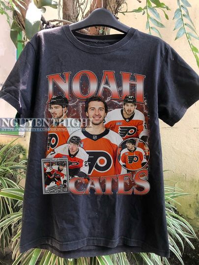 Discover Noah Cates Ice Hockey Shirt Vintage Graphic Tee for Fans
