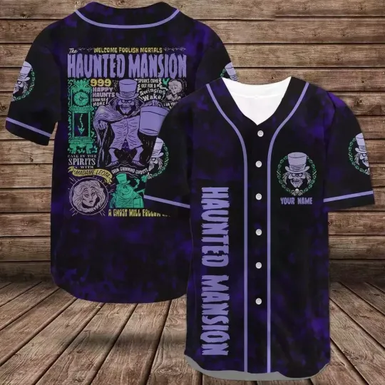 Discover Personalized Welcome Foolish Mortals Haunted Mansion Baseball Jersey Shirt