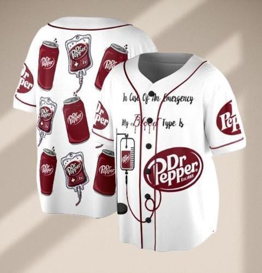 Dr Pepper Est 1885 Baseball Jersey for Dr Pepper Fans