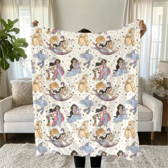 Discover Disney Princess Jasmine And Aladdin Holiday Fleece Blanket