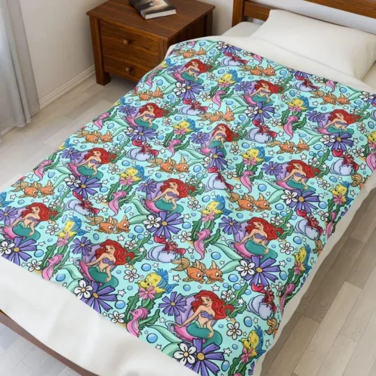 Discover Enchanting The Little Mermaid Ariel Princess And Friends Fleece Blanket