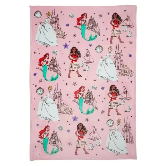 Discover Disney Princess Kids Pink Print Blanket Disneyland Fleece Blanket