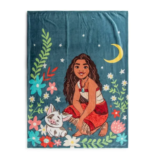 Discover Disney Princess Moana Pua Pua Floral Cozy Fleece Blanket