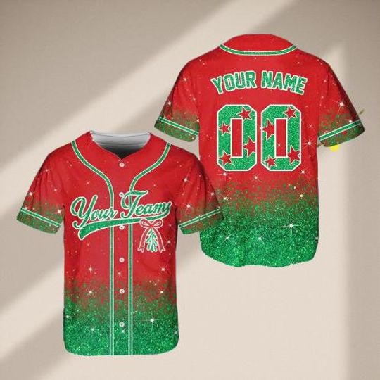 Discover Custom Christmas Baseball Jersey with Personalized Name and Number, Holiday Team Uniform in Ugly Sweater Style
