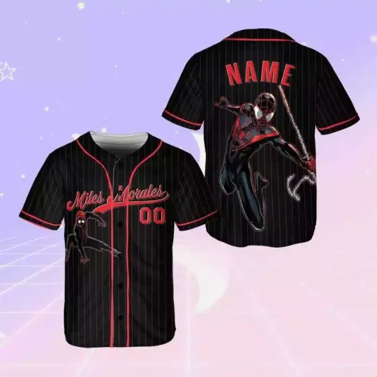 Personalized Spiderman Across Spiderverse Miles Morales Baseball Jersey Shirt
