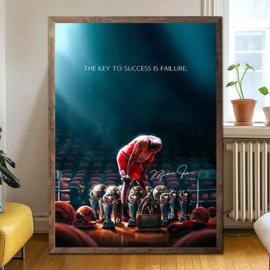"The Key To Success Is Failure" Michael Poster Goat Basketball Wall Decor