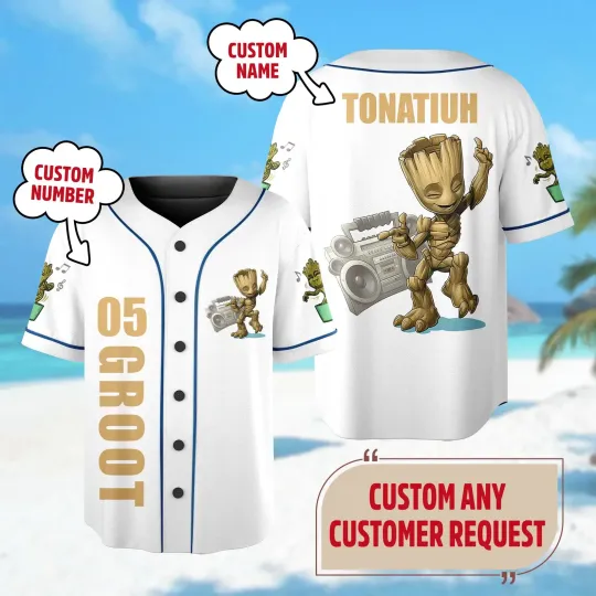 Personalized Cute Groot Dancing Baseball Jersey Shirt