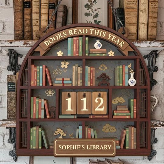 Discover Elegant Books Read This Year Sign, Personalized Reading Tracker, Classic Library Bookshelf Decor, Book Lover Wall Art, Reader Gift