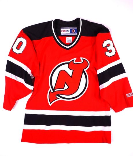 Vintage 90s New Jersey Devils Jersey / Mens Small CCM Hockey Jersey / Martin Brodeur 30 / NHL Red Away