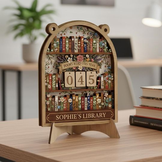 Discover Custom Name Library Bookshelf Tracker Sign, Floral Literary Floral Books Tracker Sign, Personalized Book Lover Gift, Library Decor