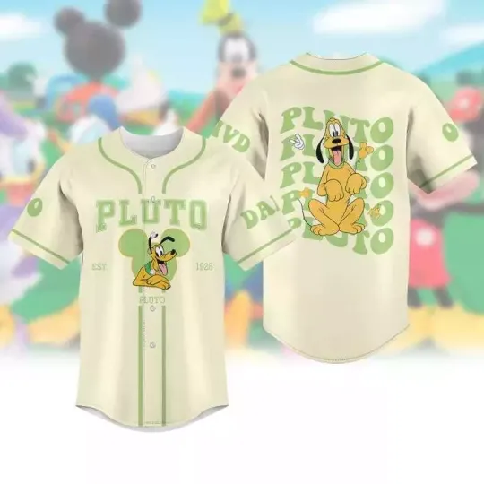Discover Personalized Pluto Dog Est 1928 Mickey Ears Vintage 3D Baseball Jersey Shirt