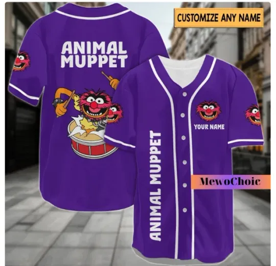 Discover Animal Muppet PURPLE 3D Baseball Jersey Shirt HLLOWEEN GIFT CHRSTMAS GIFT
