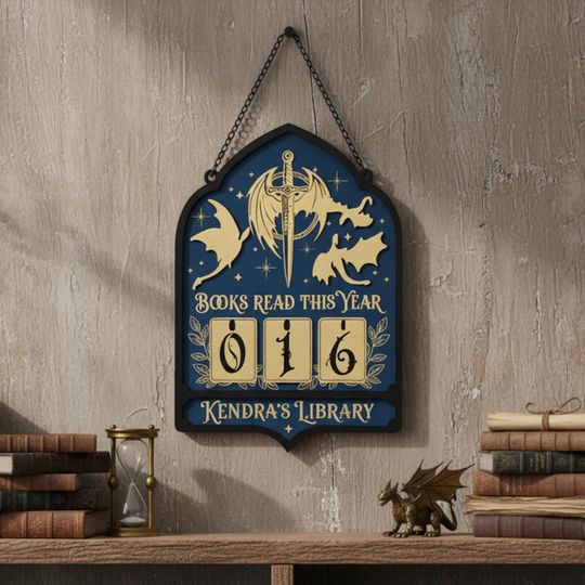 Discover Custom Fantasy Dragon Book Tracker Sign, Personalized Book Lover Gift, Dark Academia Books Read This Year Counter, Gothic Library Home Decor