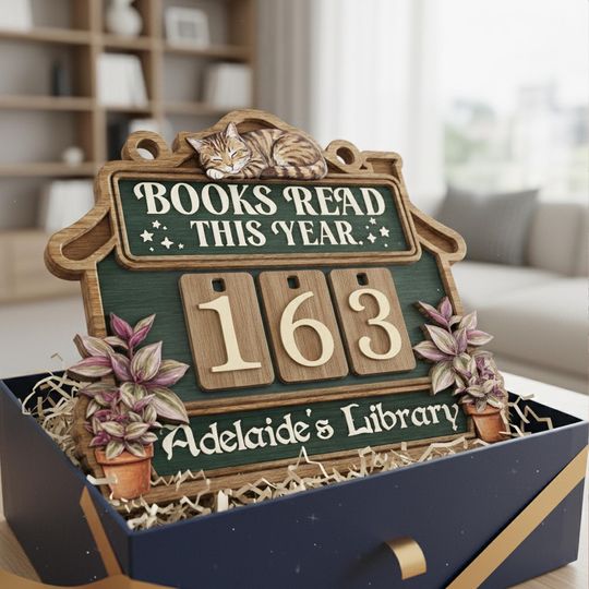 Discover Custom Name Library Bookshelf Tracker Sign, Philodendron Pink Princess Cat Book Tracker Sign, Personalized Book Lover Gift, Library Decor