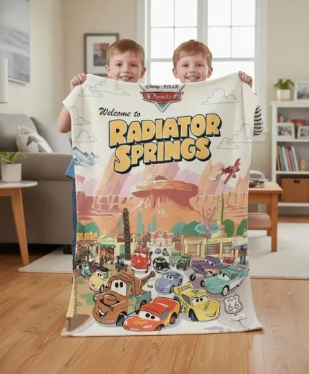 Discover Disney Cars Blanket, Radiator Springs Lightning McQueen Fleece Blanket