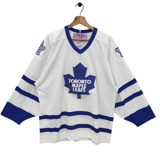 Discover Vtg Toronto Maple Leafs Jersey Large Vintage CCM NHL Jersey Blue White Men Size L