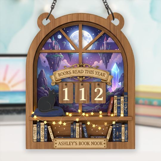 Discover Personalized Fantasy Book Tracker, Celestial Reading Tracker Sign, Book Nook Decor, Custom Library Sign, Book Lover Gift