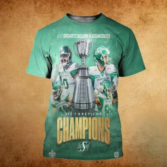 Saskatchewan Roughriders 112th Grey Cup Champions 2025 All Over Print 3D Shirt