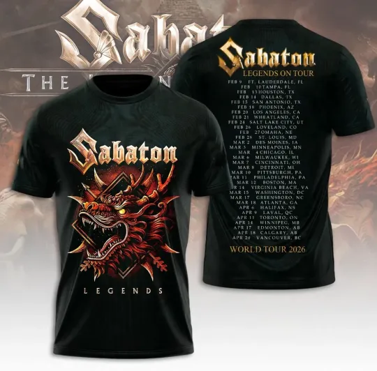 Discover Sabaton Legends On Tour World Tour 2026 T-Shirt Or Hoodie