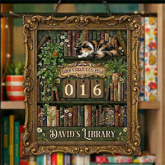 Discover Custom Name Book Read This Year Counter, Personalized Reading Tracker Sign, Cottagecore Book Read Tracker, Book Lover Gift, Bookshelf Decor