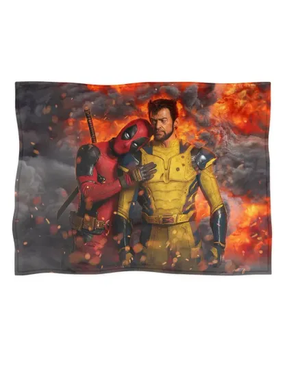 Discover Deadpool & Wolverine Fleece Blanket, Home Decor Disney Superhero Fleece Blanket