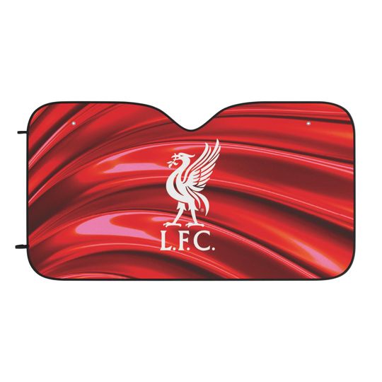 Discover Liverpool FC Crest Car Sun Shade - Red Wave Windshield Sunshade