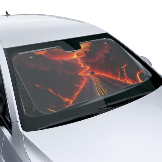 Discover Lava Road Car Sun Shade Windshield Sunshade Heat-Blocking Visor