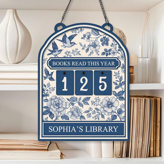 Discover Floral Books Read Tracker, Toile De Jouy Bookish Decor, Books Read This Year, Bookshelf Counter,  Book Lover Gift, Personalized Reader Gift