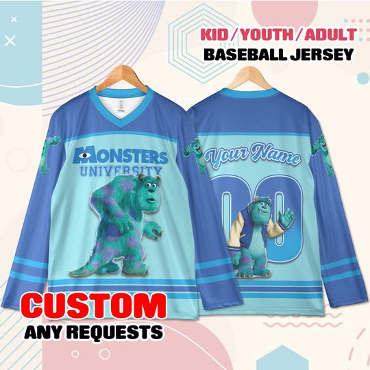 Discover Custom Monsters University Hockey Jersey Name Number  Youth Adult Personalized Hockey Shirt Gift