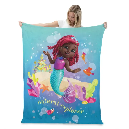 Discover Disney The Little Mermaid Natural Disneyland Christmas Holiday Fleece Blanket