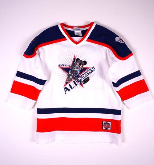 Discover Vintage 1990s Walt Disney World Mickey Mouse Hockey Jersey / Kids Medium 78 / Disney Sportswear / 90s Cartoon Jersey