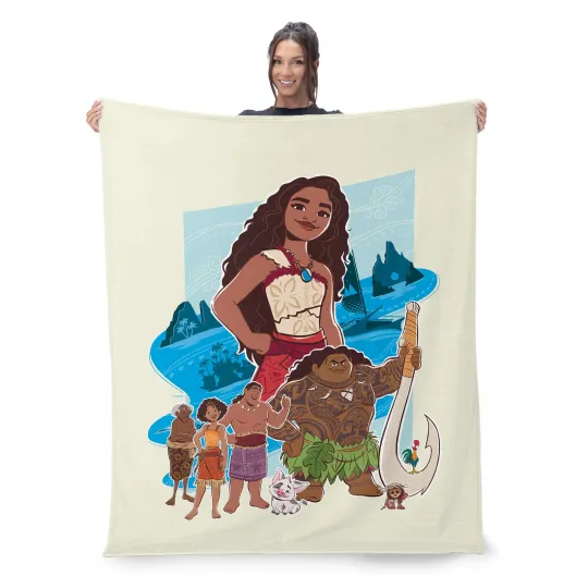Discover Disney Moana 2 Moana And Friends Disneyland Christmas Holiday Fleece Blanket