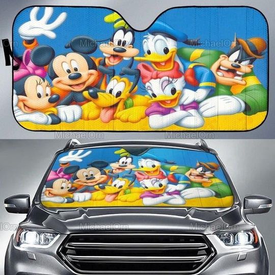 Discover Disney Mickey Auto Sunshade for Car, Mickey and Friends Window Shade, Car Decoration