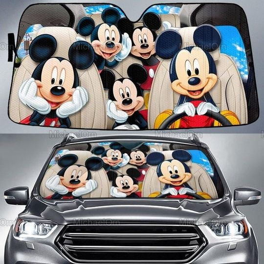 Discover Disney Mickey Car Sunshade, Car Sun Protector, Auto Sun Visor, Mickey Decor, Funny Sun Shade