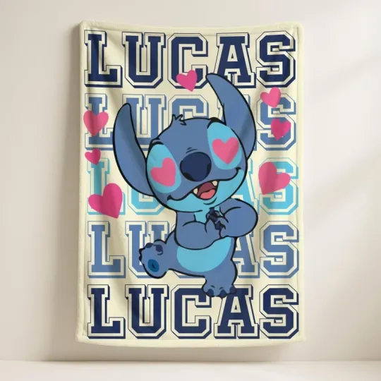 Discover Personalized Disney Stitch Chritmas Lovely Dance Beige Fleece Blanket