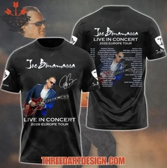 Discover Joe Bonamassa Tour 2026 AOP 3D T-Shirt