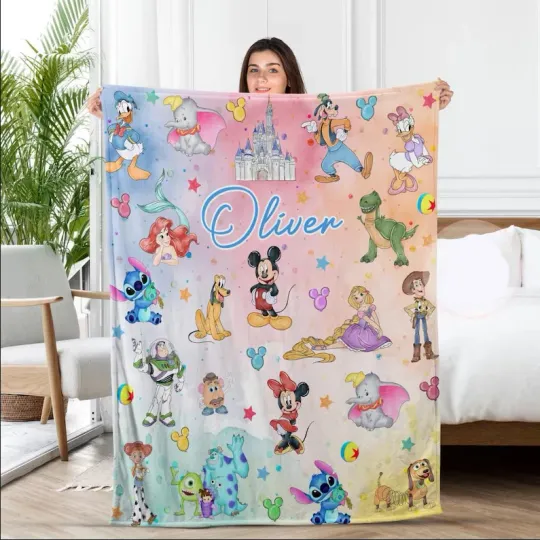 Discover Personalized Disney Mickey & Friends Princess Pastel Cozy Fleece Blanket
