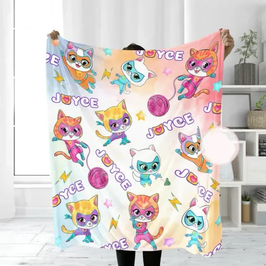 Discover Personalized Disney Super Kitties Buddy Bitsy Ginny Sparks Cozy Fleece Blanket