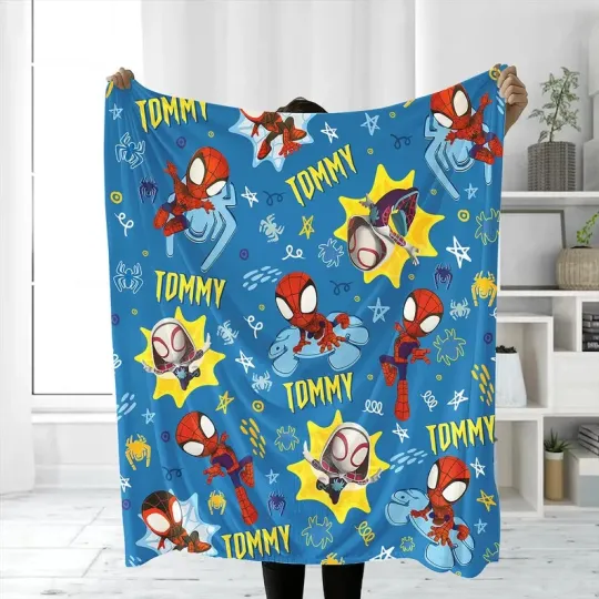 Discover Personalized Disney Spidey And His Amazing Friends Cartoon Cozy Fleece Blanket