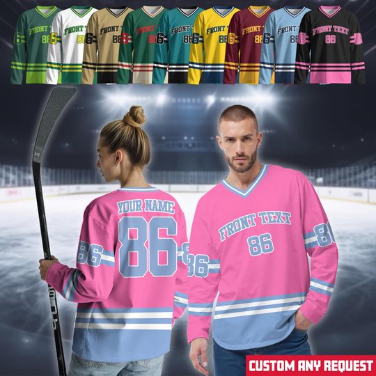Personalized Name Number Color Ice Hockey Jersey, Custom Ice Hockey Men Women Youth, Hockey Team Jersey Sports Uniform Gift for Hockey Fans