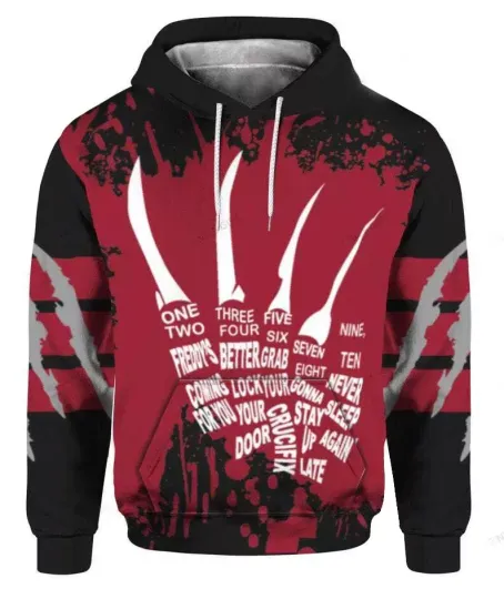 Discover Freddy Krueger Claws Horror Never Sleep Again Halloween 3D HOODIE Best Price