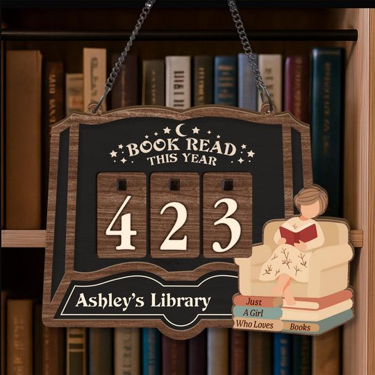 Customized Book Tracker Sign, Personalized Reading Tracker, Library Decor, Book Lover Gift