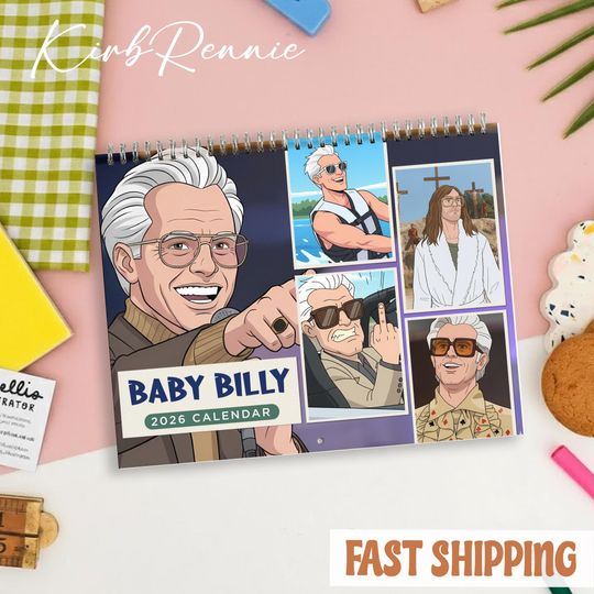 Discover Baby Billy Cartoon Calendar 2026, Baby Billy Cartoon Wall Calendar, Funny Movie Calendar 2026 Size 8.5" x 11"