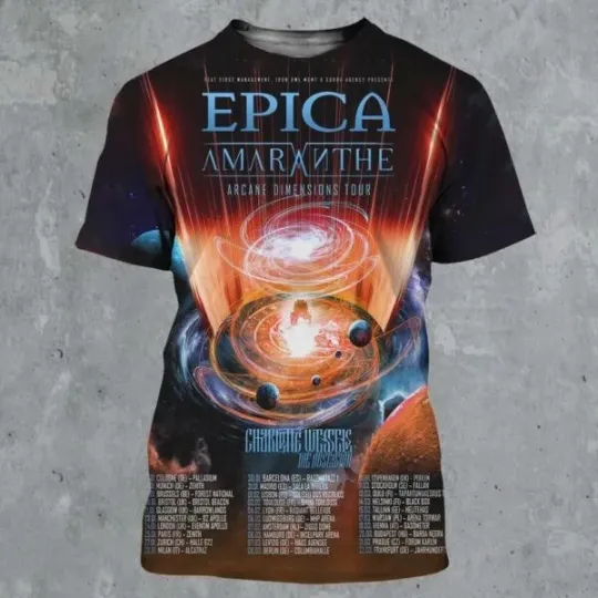 Discover Epica Arcane Dimensions Tour 2026 3D T-shirt S-5XL SN248