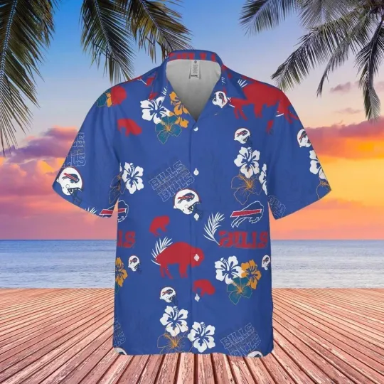 Discover Buffalo Football Team Billss Hawaiian Button Down Shirt Unisex Adults S-5XL