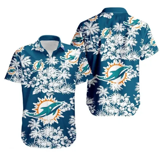 Discover Miami Football Team Dolphinss Hawaiian Shirt Button Down Unisex Adults