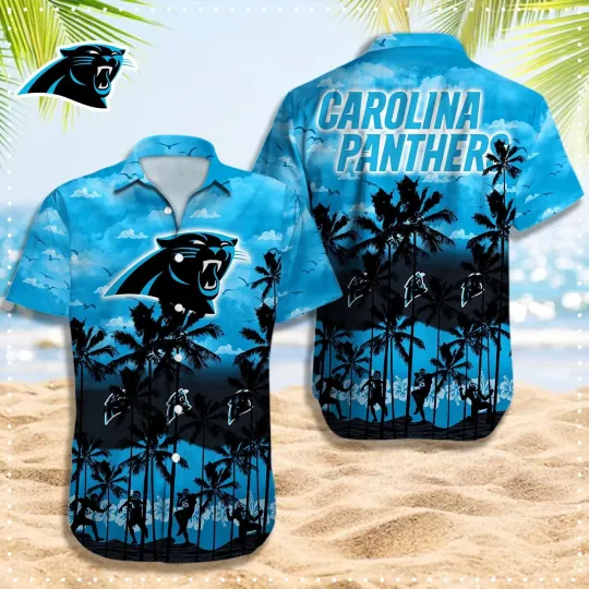 Discover Carolina Football Team Pantherss Hawaiian Button Down Shirt Unisex Adults S-5XL