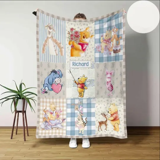 Discover Personalized Disney Winnie The Pooh Pooh Bear Hundred Acre Wood Fleece Blanket