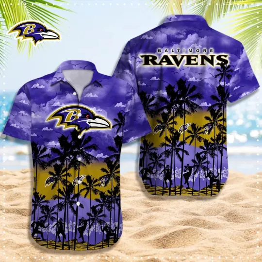 Discover Baltimore Football Team Ravenss Hawaiian Button Down Shirt Unisex Adults S-5XL